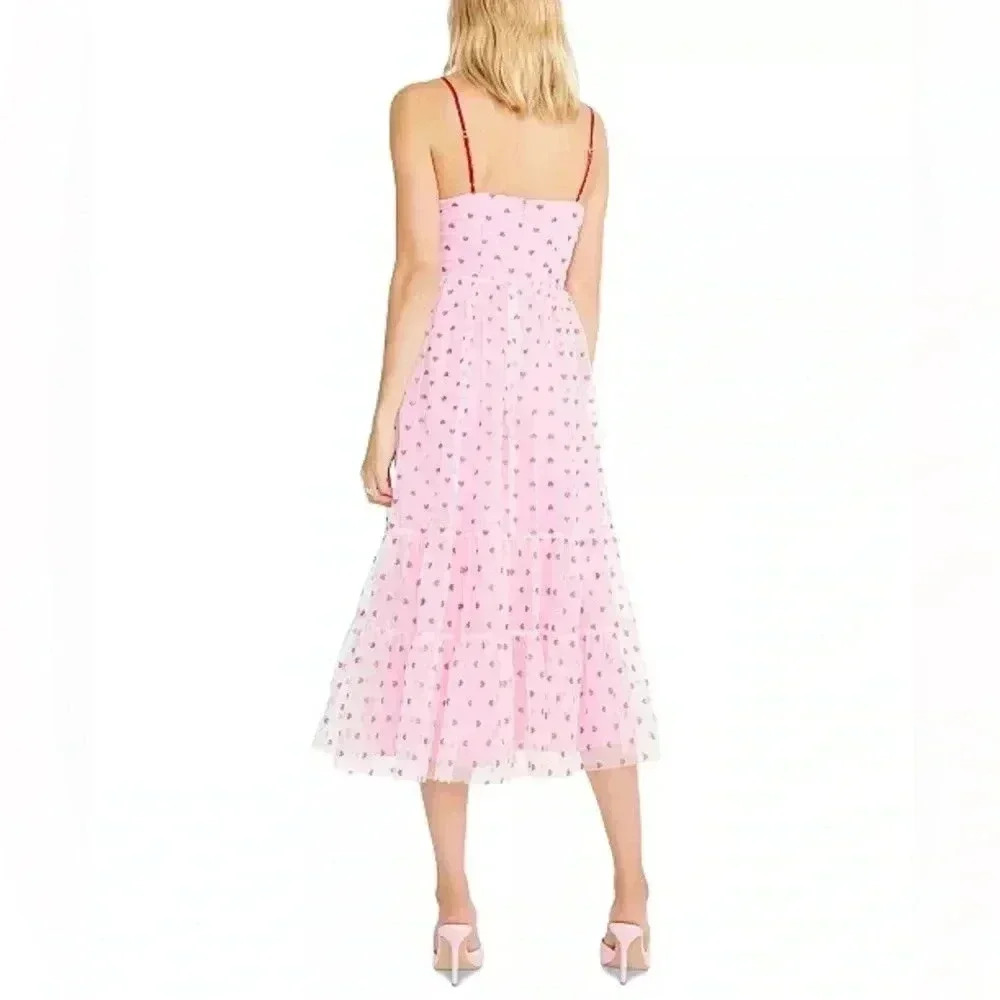 Betsey Johnson Foil-Printed Tiered tulle Sweetheart Dress 12 NWT